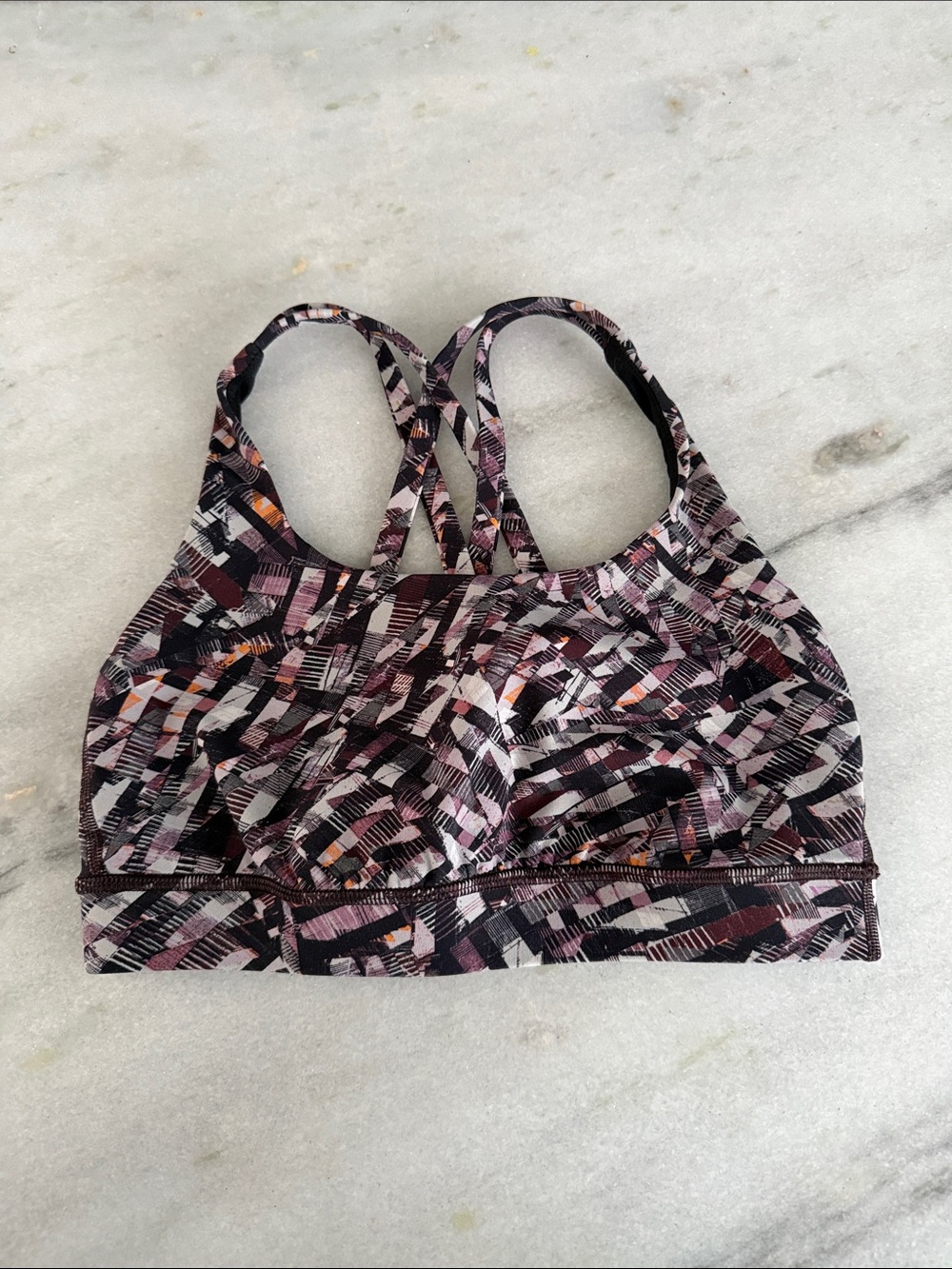 lululemon athletica Strappy Sports Bra - Pink, Black & White Print energy bra 4